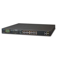 PLANET FGSW-1822VHP 16-Port 10/100TX 802.3at PoE + 2-Port Gigabit TP/SFP Combo Ethernet Switch with LCD PoE Monitor (300W)